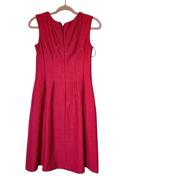 Talyor Women's Sz 4 Red Pink A-Line Dress Back Zip Preppy Teacher Retro Academia - Picture 3 of 8